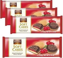 "Feiny Biscuits" minkšti sausainiai "Soft Cakes" vyšnių skonio sausainiai su želė įdaru "Value Pack" 4 x 135 g