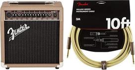 "Fender" akustinės gitaros stiprintuvas 15 W ir kabelis "Deluxe" serijos 3 m "Tweed