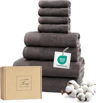 "Ferò" prabangių medvilninių rankšluosčių rinkinys, 8 dalys, mažo sukimo medvilnė, 550 g/m², "Oeko-Tex", itališkas dizainas, 2 rankšluosčiai 70 x 140 cm, 2 rankšluosčiai 50 x 100 cm, 4 rankšluosčiai svečiams 30 x 30 cm, pilkos spalvos