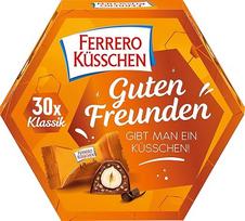 "Ferrero Küsschen Classic" - traškūs skrudinti lazdyno riešutai, aplieti puikiu šokoladu - velykiniai šokoladiniai saldainiai - velykinė dovana - 1 pakuotė po 30 atskirų šokoladinių saldainių