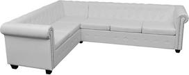 "Festnight Chesterfield" kampinė sofa 6 vietų kampinė sofa Svetainės sofa Sofa Lounge sofa Dirbtinės odos paminkštinimas 260 x 205 x 73 cm Balta