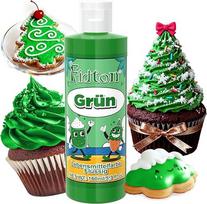 "Fidton" skysti maistiniai dažai 160 ml - didelės talpos labai koncentruoti maistiniai dažai tortų puošybai, skysti maistiniai dažai fondantui, makaronams, keksiukams, keksiukams - žali