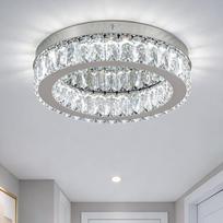 "Finktonglan" 30 cm apvalus krištolinis LED lubų šviestuvas, 6000 K Cool White, plokščias lubų šviestuvas, K9 Crystal Stainless Steel, nestabdomas, be nuotolinio valdymo pulto, skirtas miegamajam, prieškambariui, svetainei