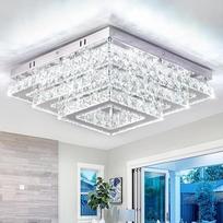 "Finktonglan" LED kristalų lubų šviestuvas - kvadratinis 38 cm, modernus nerūdijančio plieno šviestuvas 61 W, šaltos baltos spalvos 6500 K, skirtas gyvenamajam kambariui, miegamajam, valgomajam