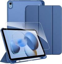 "Fintie" dėklo ir ekrano apsaugos rinkinys "iPad A16" 11/10 kartos 2025/2022 (11/10,9 colio) | Įmontuotas pieštuko laikiklis, matinė permatoma nugarėlė, atlenkiamas stovas, automatinis žadinimas/užmigimas, jūrinė spalva