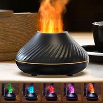 "Flame" aromato difuzorius, eterinių aliejų difuzorius su 7 spalvų naktine šviesa, kvapiųjų aliejų difuzorius, oro drėkintuvas namams, biurui, kambario kvapams ar jogai, be vandens, automatiškai išsijungiantis, juodas