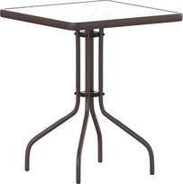 "Flash Furniture Barker" kvadratinis grūdinto stiklo stalas, aliumininis plienas, skaidrus/broza, 23,5 colių
