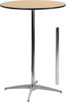 "Flash Furniture" 30" apvalus medinis kokteilinis staliukas su 30" ir 42" vamzdžiu Buko mediena Chromuotas plienas Juoda