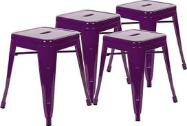 "Flash Furniture" metalinė valgomojo stalo kėdė - komercinės kokybės kėdė be atlošo - 18" sudedama valgomojo kėdė - 4 vnt.
