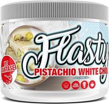 "Flasty" skonio milteliai (Pistacijų baltasis šokoladas) 1 x 250 g Mažai kalorijų turintys skonio milteliai, kurių vienoje porcijoje yra tik apie 9 kcal, pagyvina varškę, jogurtą ir dar daugiau.