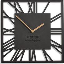 "FLEXISTYLE Loft Piccolo Square z219n" sieninis laikrodis be tiksėjimo garsų, modernus 30 cm, gyvenamasis kambarys, vonios kambarys (juodas)