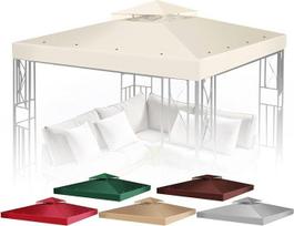"Flexzion" 12' x 12' pavėsinės baldakimo viršutinis dangtelis (dramblio kaulo spalvos) - dviejų pakopų palapinės priedas su lygiais kraštais Poliesterio UV30 apsauga, atsparus vandeniui, skirtas lauko kiemui, sodui, sodui, vejai, saulės atspalviui