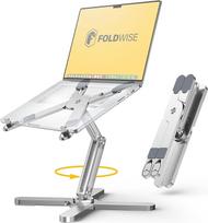 "FoldWise X" nešiojamojo kompiuterio stovas stalui - aliuminio 360° kampu besisukantis sulankstomas aukščio ir kampo reguliavimas - tvirtas ir nešiojamas 11-18 colių nešiojamojo kompiuterio stovas, "MacBook" stovas ir kompiuterio laikiklis