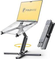 "FoldWise X" nešiojamojo kompiuterio stovas stalui - aliuminio 360° kampu besisukantis sulankstomas aukščio ir kampo reguliavimas - tvirtas ir nešiojamas 11-18 colių nešiojamojo kompiuterio stovas, "MacBook" stovas ir kompiuterio laikiklis