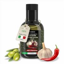 "Foodico" česnakinis čili alyvuogių aliejus | Itališkas alyvuogių aliejus Extra Virgine | Aštrus šalto spaudimo | 250 ml