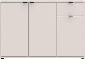 "Forte Ganymede Sideboard 120", minimalistinė komoda, 3 durys, 1 stalčius, medžio kompozitas, svetainė, miegamasis, kašmyro smėlio spalvos, 119,8 cm pločio x 82,3 cm aukščio x 34,1 cm gylio
