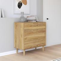 "Forte Sherbrooke" lengvas surinkimas su "EasyKlix" komoda: Mauvella ąžuolas, aukštos medinės kojelės, komoda su 3 stalčiais, vidurio amžiaus stilius, 90 cm pločio x 93 cm aukščio x 43 cm gylio, 90 cm pločio x 93 cm aukščio x 43 cm gylio