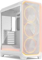 "Fractal Design Meshify 3 Ambience Pro RGB White TG Clear Tint" - žaidimų kompiuterių korpusas - "Facet Mesh" priekinė dalis - 2 kartos ARGB apšvietimas per "Adjust Pro Hub" - trys RGB "Momentum 14" ventiliatoriai