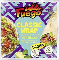 "Fuego" - "Classic Tortilla Wraps" | 6 kvietinių miltų 25 cm skersmens vyniotiniai | Pagrindas meksikietiškiems patiekalams | Burritos, Enchiladas ar Quesadillas | Vegan, be palmių aliejaus | 370 g (pakuotė po 6)