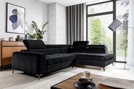 "Fun Möbel Agnesa Salvador" kampinė sofa-lova iš audinio (juoda, šonas: dešinysis)