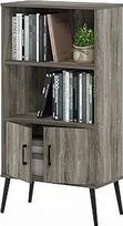 "Furinno MIDCENTURY" laikymo lentynos Sandėliavimo spinta su durelėmis ir lentynomis Svetainės spinta su kojelėmis Namų biurui Pilkas ąžuolas