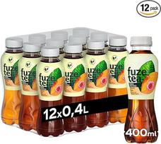 "Fuze Tea Zero Black Tea Peach Rose Iced Tea" - 12 x 400 ml vienkartinių butelių - nealkoholinis gėrimas be cukraus, juodosios arbatos ir persikų skonio, paruoštas gerti, auginamas tvariai