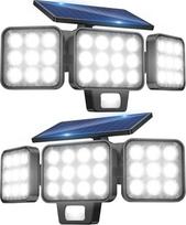 "GEARLITE" lauko saulės žibintai su judesio jutikliu, 2 vnt., 3500LM itin ryškūs LED lauko saulės žibintai, 3 režimai su 270° plataus kampo apšvietimu, IP65 vandeniui atsparus saulės sieninis apšvietimas sodui, garažui, kiemui