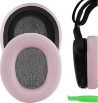 "Geekria Comfort Mesh Fabric" pakaitiniai ausinių įdėklai "SteelSeries Arctis Prime", "Arctis PRO", "Arctis 9X", "Arctis 7", "Arctis 5", "Arctis 3" ausinių pagalvėlės, ausinių įdėklai, ausų kaušelių taisymas (rožinės spalvos)