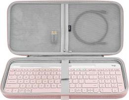 "Geekria" kietos korpuso klaviatūros dėklas, suderinamas su "Logitech K580", "K585 Slim Multi-Device", "MK470 Slim Wireless", "Logitech MX Anywhere 3" pelės dėklas (rožinis)