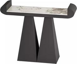"Generisch Modern Console Table" (120 cm) - stilingas staliukas su įbrėžimams atspariu metaliniu rėmu ir elegantišku balto akmens stalviršiu, skirtas svetainei, prieškambariui ir įėjimui