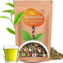 "Genmaicha" japoniška žalioji arbata "Organic" su skrudintais ir pūstais ryžiais, aromatinga ryžių arbata (500g)