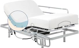 "Gerialife®" elektrinė sulankstoma lova, sustiprinta 20 cm atminties putų čiužiniu, vėsaus ir minkšto audinio, su dvigubu varikliu (105 x 190 cm, nuotolinis valdymas kabeliu + turėklai)