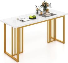 "Giantex" dirbtinio marmuro valgomojo stalas Didelis virtuvės stalas 160 cm metalinės kojos Stačiakampis stalas 6 8 žmonių valgomojo stalas Namų restoranas