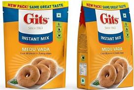 "Gits Medu Vada Mix" 200 g - tradiciniai indiški pikantiški lęšių paplotėliai, traškus paruoštas mišinys autentiškoms vadoms, be glitimo ir vegetariškas, greitas, lengvai paruošiamas patiekalas su Kajal lipduku