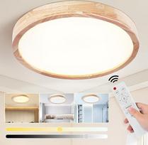 "Glamexx24" medinis LED lubų šviestuvas Apvalus medinis šviestuvas 40 cm skersmuo 3000-6000 K 33 W 2640 LM Dimmable su nuotolinio valdymo pulteliu Modernus paprastas miegamasis Gyvenamasis kambarys Virtuvė Valgomasis kambarys Namų biuras