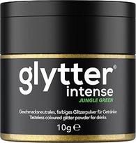"Glytter Intense" blizgučių milteliai gėrimams (džiunglių žalia) - valgomi blizgučiai gėrimams ir skysčiams, pvz., putojančiam vynui, kokteiliams - geriami ir beskoniai blizgučių milteliai, pagaminti Vokietijoje