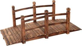 "GOPLUS" medinis eglės medžio tiltelis, sodo tiltelis iki 100 kg, rudas tvenkinio tiltelis, dekoratyvinis tiltelis su turėklais, 150 x 67 x 55 cm (rudas)