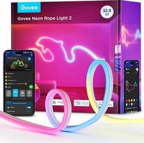 "Govee" neoninė virvės šviesa 2, RGBIC neoninė LED juosta 10 m su formų žemėlapiu, "pasidaryk pats" dizainas, suderinama su "SmartThings", "Matter", "Alexa" ir "Google Assistant", LED juosta miegamojo sienų apdailai, balta