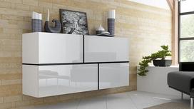 "Goya" pakabinama komoda "Sideboard" sieninė spintelė balta blizgi
