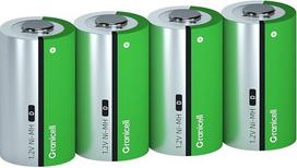 "Granicell" 4 pakuotės 10000 mAh įkraunamos D baterijos, didelės energijos, mažo savaiminio išsikrovimo NiMH D elementų baterija