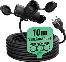 "Greate 3-Way Extension Cable" 10 m lauko prailginimo kabelis, atsparus vandeniui IP44 Trigubas kelių lizdų prailginimas, skirtas naudoti lauke 10 m 3500 W lauko prailginimo laidas, atsparus vandeniui