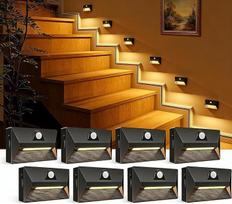 "Gresonic" 8 LED laiptų apšvietimas su judesio jutikliu, įkraunamas, 3 spalvų temperatūros, reguliuojamas, įkraunamas per USB, 1800 mAh akumuliatorius, belaidis, skirtas laiptams, prieškambariams, miegamiesiems, juodas