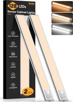"Gritin" 37,5 cm ilgio virtuvės LED apšvietimas, itin ryškus, 3 spalvos ir 5 ryškumai, 4 režimai, judesio jutiklis, įkraunamas 2500 mAh akumuliatorius, stipri magnetinė spintelės lemputė, 2 vnt.