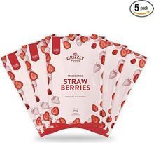 "Grizzly Foods" - šaltyje džiovintos braškės (5 x 30 g) - 100% braškės - natūralios ir be priedų - traškus lengvas užkandis - aukščiausios kokybės džiovinti vaisiai - šaltyje džiovintos braškės