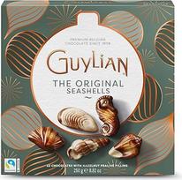 "Guylian Seafood Chocolates Christmas Edition" 250 g - belgiškas šokoladas su riešutų riešutais, mėtų žalios spalvos dovanų dėžutė, puiki advento ir kalėdinių dovanų idėja, elegantiškas šokolado mišinys "The Original