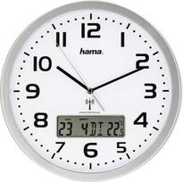 "Hama" radijo bangomis valdomas skaitmeninis sieninis laikrodis (didelis radijo bangomis valdomas laikrodis su analoginiu laiko rodymu, sieninis laikrodis su skaitmeniniu kalendoriumi ir temperatūros rodymu, su baterija) Sidabrinis