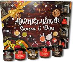 "He-Ju" padažų advento kalendorius 2025, 24 padažai ir padažai 30 ml indeliuose, BBQ Over Date, garstyčių padažas ir dar daugiau, dovana vyrams, gurmanams ir grilio gerbėjams, rankų darbo Vokietijoje