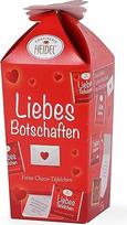 "Heidel Love Messages" pieninio šokolado plokštelės 75 g, iš viso 15 mini plokštelių, įvairios meilės žinutės, puiki dovanų idėja