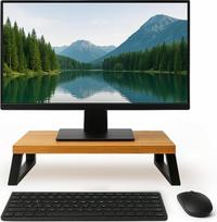 "Heimatspäne" ąžuolo masyvo monitoriaus stovas - ergonomiškas medinis ekrano stovas kaip stalviršis ekranui ar nešiojamajam kompiuteriui