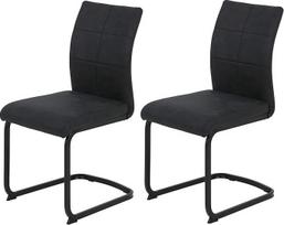 "Hela" 2 valgomojo kėdžių rinkinys "Pia", supamosios kėdės, mikropluošto antracitas, kvadratinis rėmas, juoda spalva, ergonomiškas atlošas